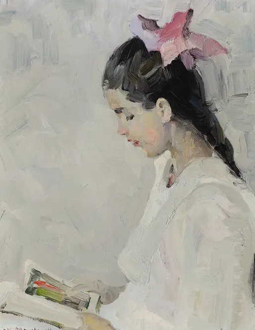 Portrait of Vivian E. Dunton with Book (circa 1920) by William Herbert Dunton